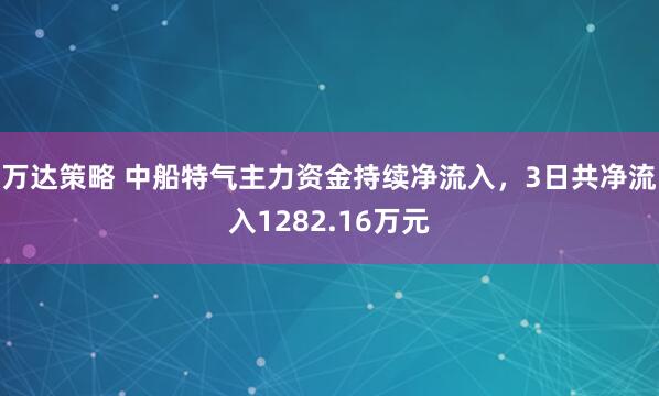 万达策略 中船特气主力资金持续净流入，3日共净流入1282.16万元